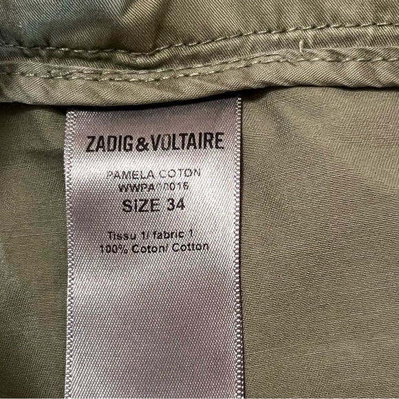 Zadig & Voltaire green pants Pamela Pomelo Side stripe Straight leg Trousers XS - Picture 15 of 15